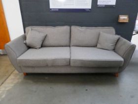 (9) Grey fabric 4-seater sofa with 2 scatter cushions