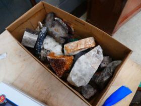 Box containing quartz and other stone examples
