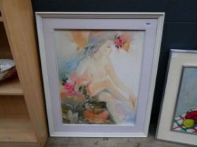 Modern oil on canvas, nude figure
