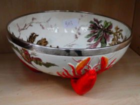 Fruit bowl with seaweed and lobster pattern