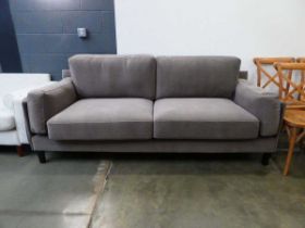 (7) Danetti Mayfair grey velvet effect 3-seater sofa
