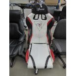 Vinsetto racing style gaming chair in white, black and red on white base
