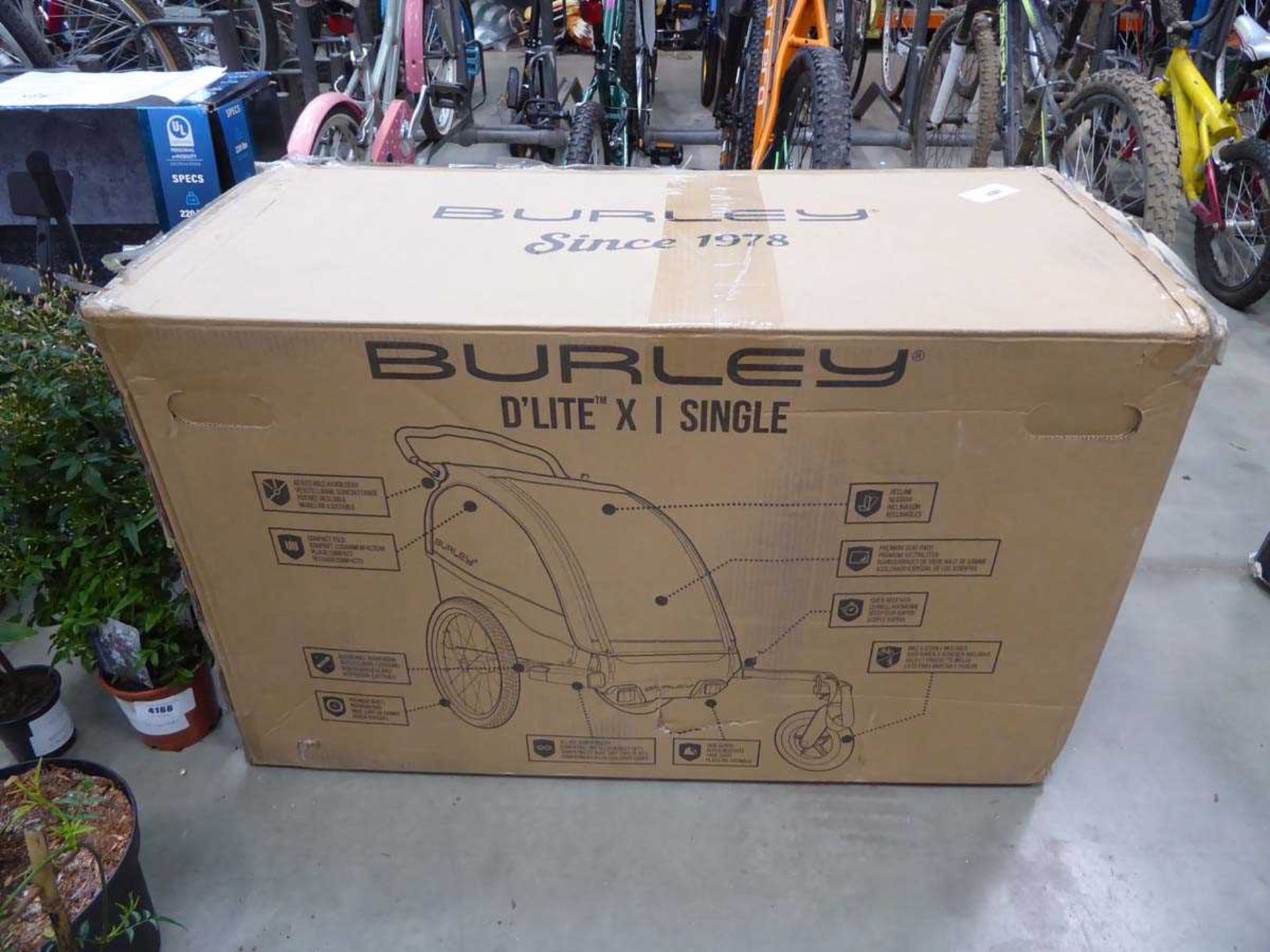 +VAT Boxed Burley Delight X single child's bike trailer