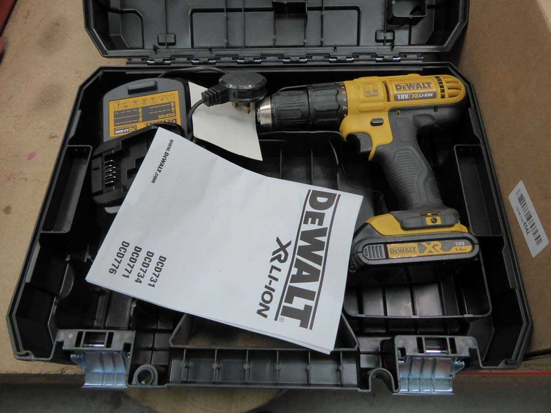 +VAT Bag of tile adhesive, smart ceramic wall light. DeWalt 18v drill with battery and charger - Image 5 of 6