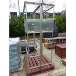 2x Stainless steel rack with glazed display cabinet built in