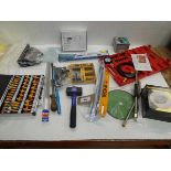 +VAT Case of router bits, glue gun, drill bits, chisel, oil pressure tester, club hammer, etc