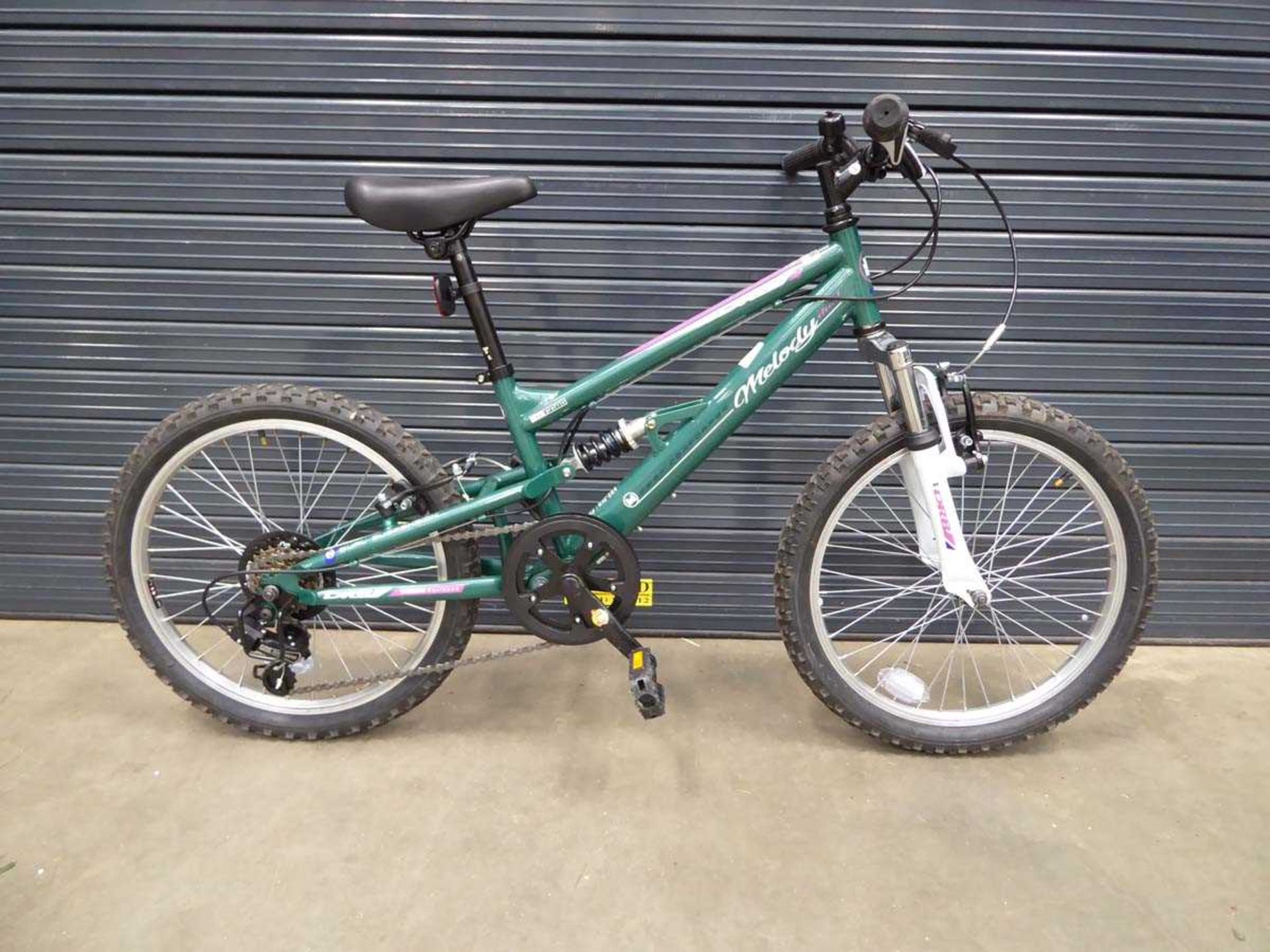 Duel Mellacoy child's full-suspension green mountain bike