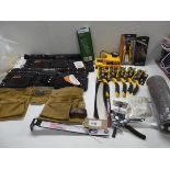+VAT Leather tool belts, Bosch spirit level, Were hex keys, Nail pry bar, Wire brushes, Wire