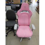Pink racing car style operators swivel armchair on grey base