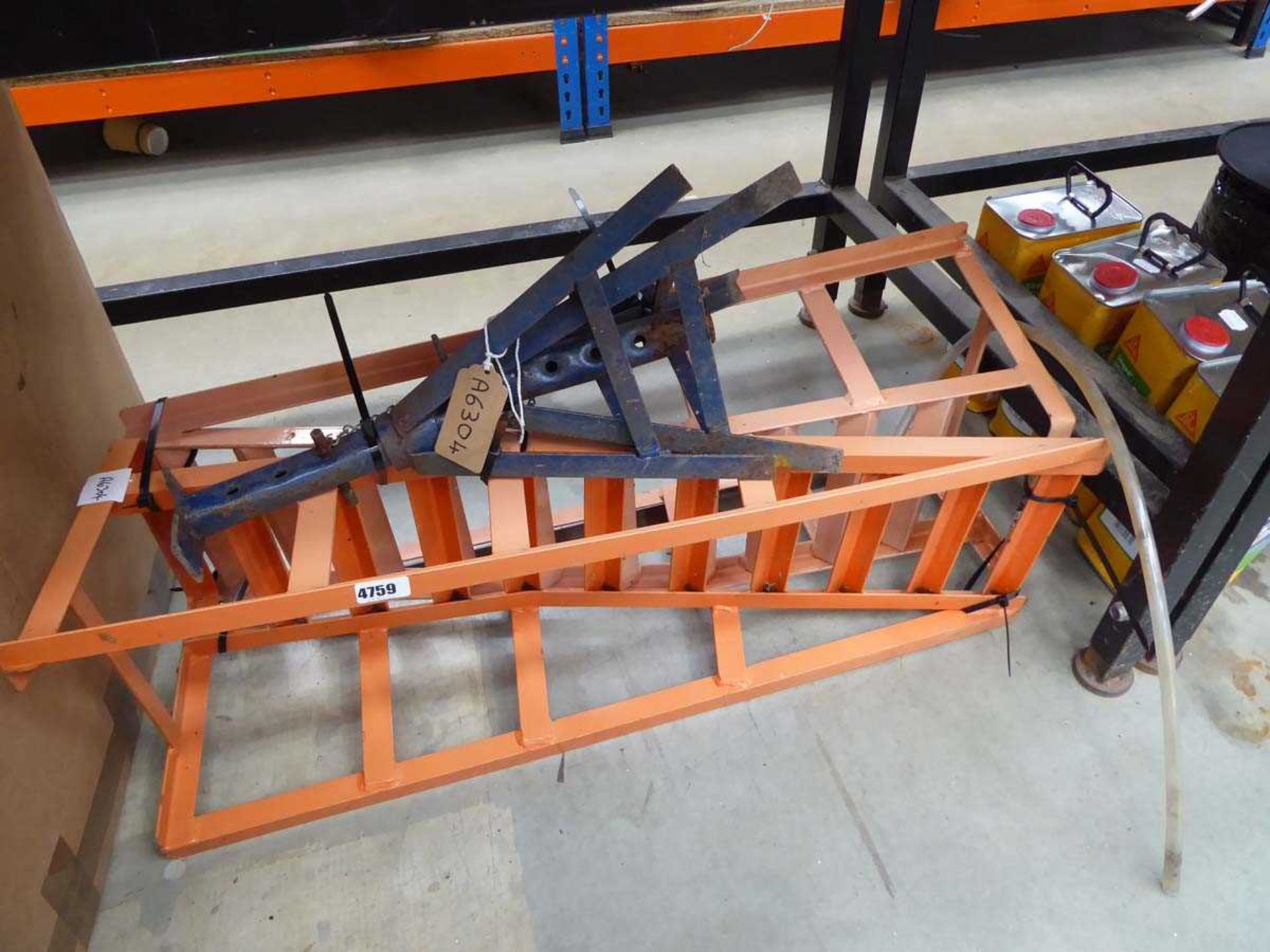 Pair of axle stands and car ramps