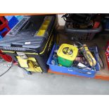 Stanley pro mobile tool chest and crate of assorted tools inc, Dewalt grinder, drill bits etc.