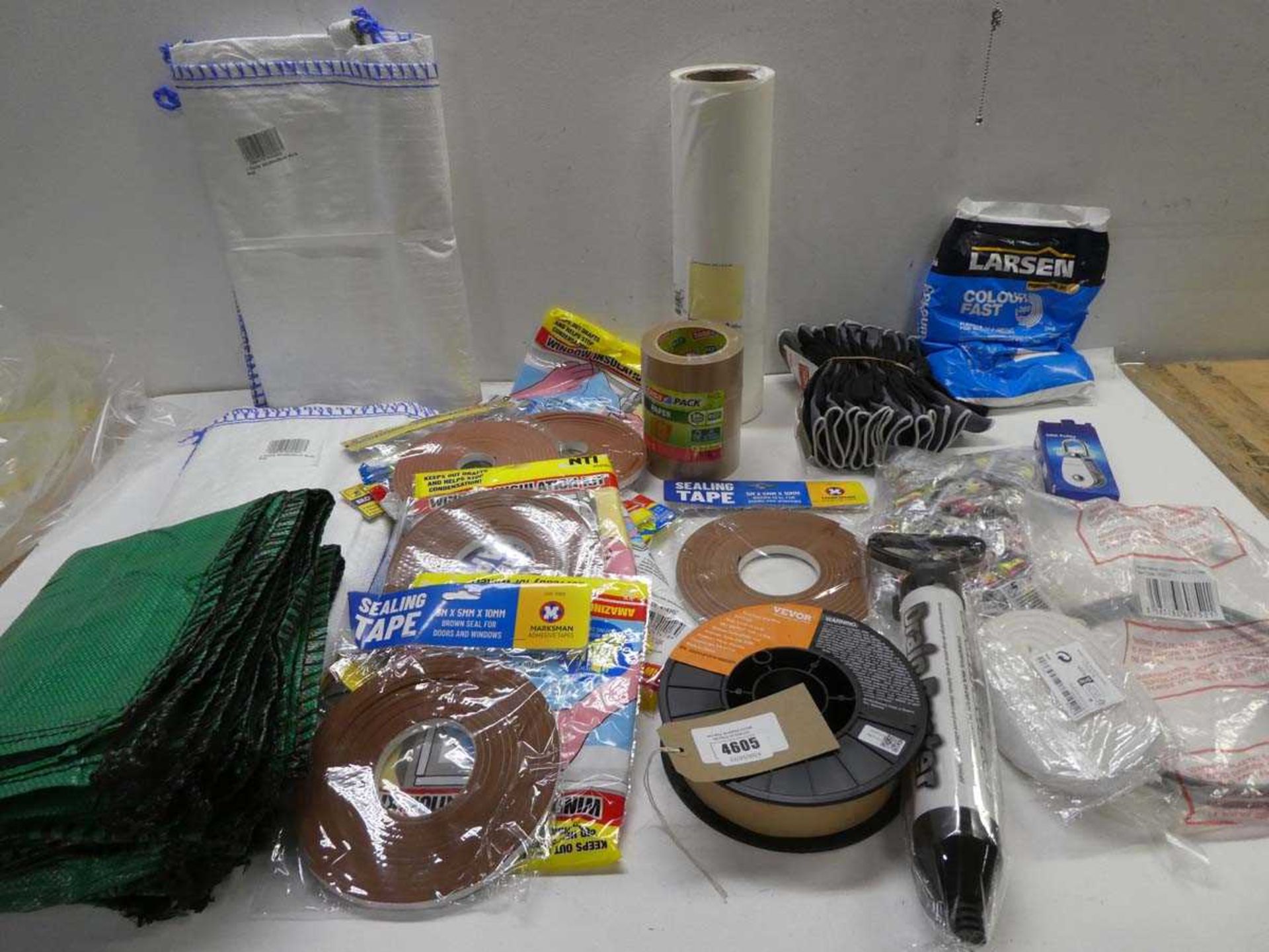 +VAT Bulk bags, welding wire, sealing tape, work glove, OBA pulley, grout, compact cable, drain