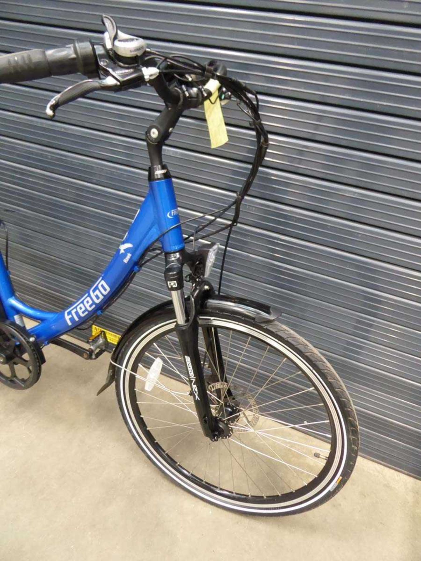 Electric 3 Go Fork bike in blue with charger and key - Image 3 of 4