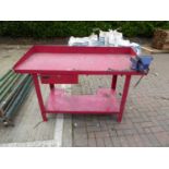 Sealey workbench in red with vice