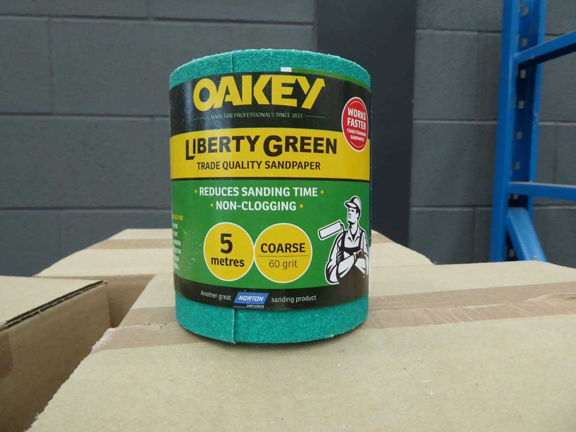+VAT 2 boxes of Oakley Liberty green roll 115x5m grit 60 sandpaper - Image 2 of 2