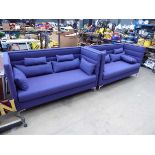 2 x Twin seater office reception sofas in electric blue