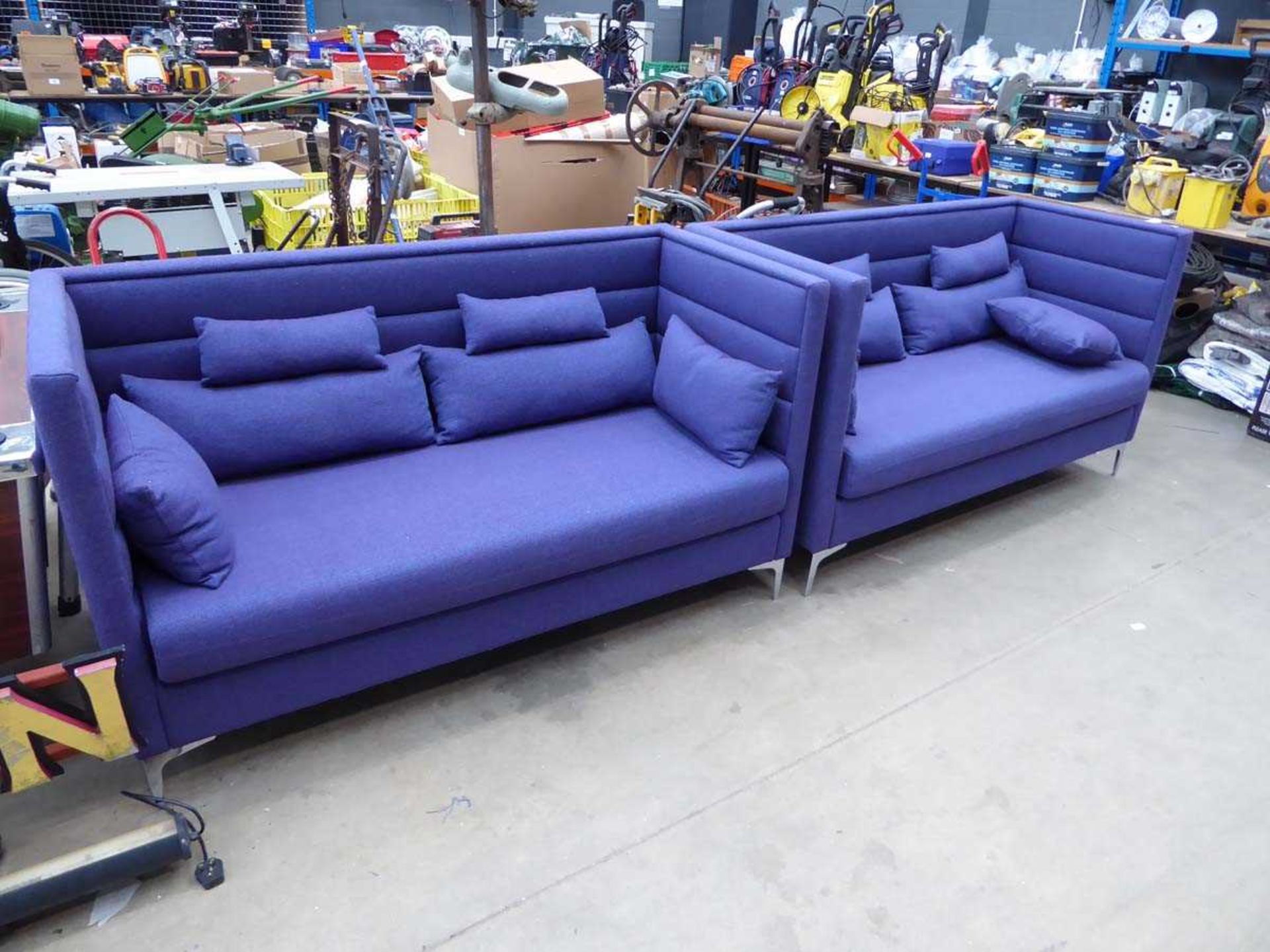 2 x Twin seater office reception sofas in electric blue