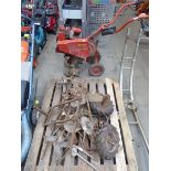 Wolseley Merry Tiller rotavator with pallet of assorted attachments