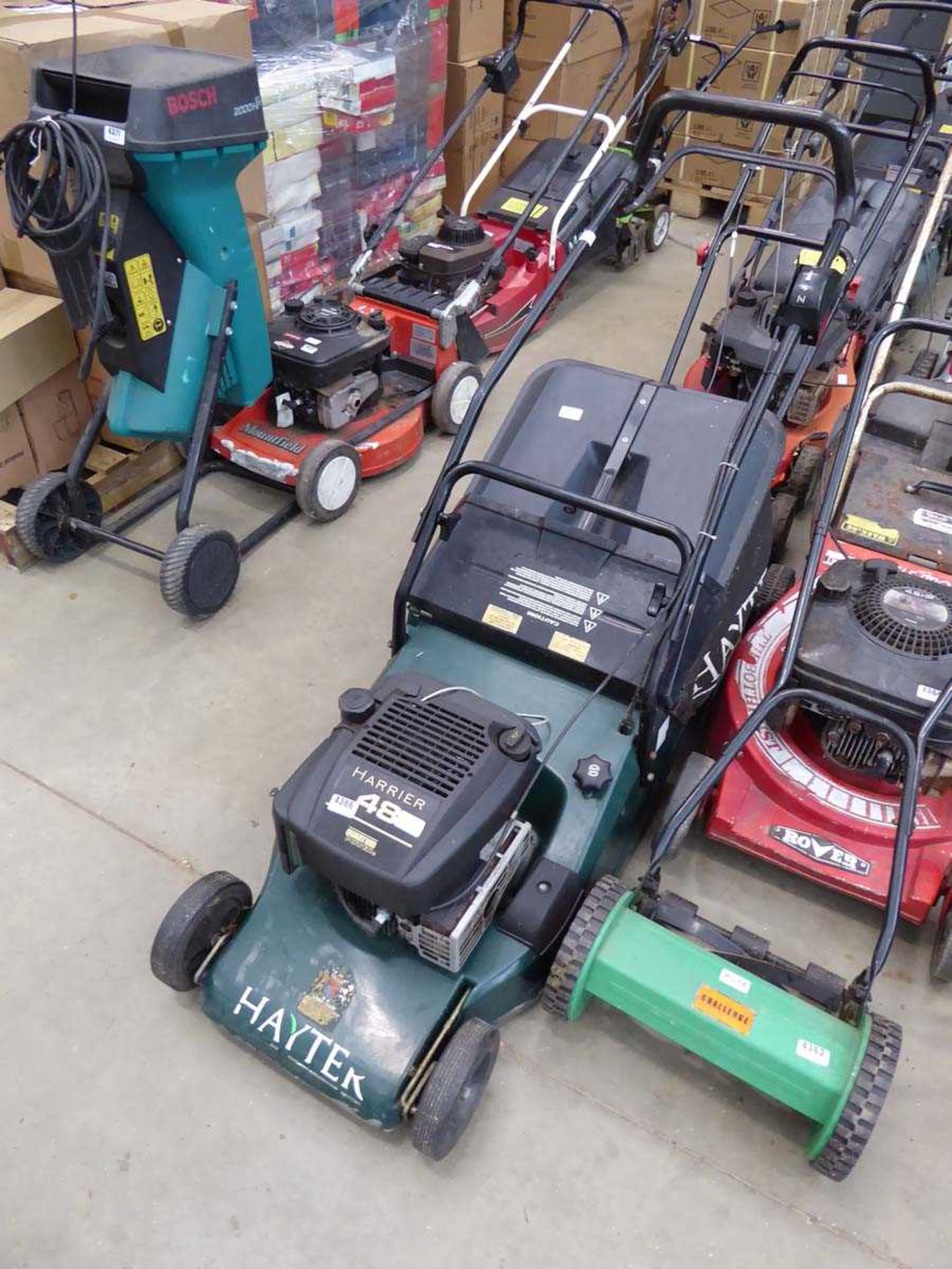 Harrier 48 Hayter petrol powered rotary lawnmower with box