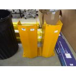 +VAT Two metal yellow painted racking forklift guards