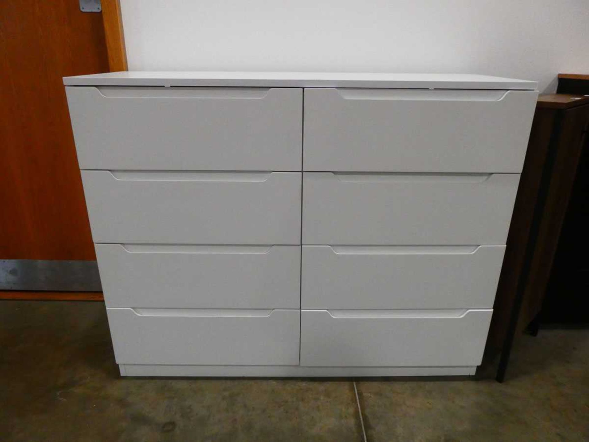 White painted modern chest of 8 drawers