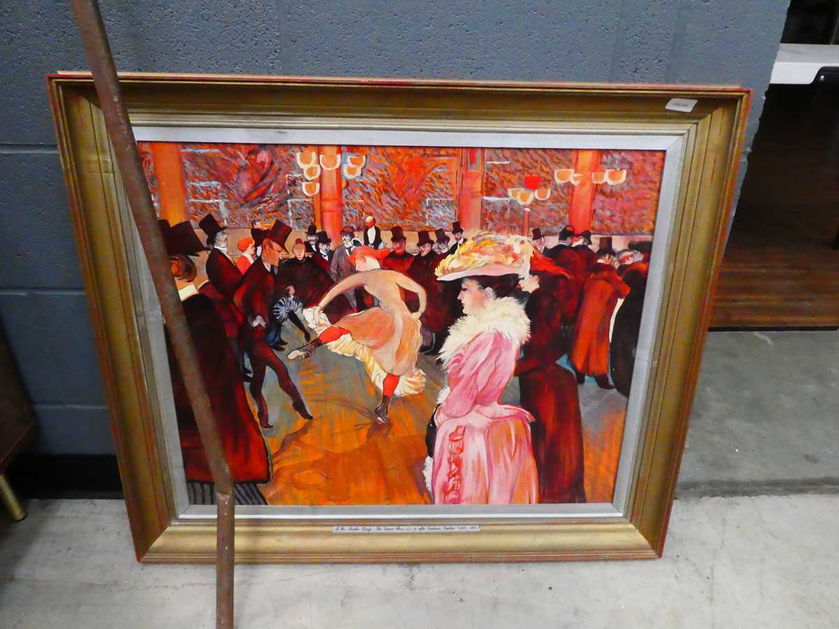 Oil on board - the Moulin Rouge after Toulouse-Lautrec