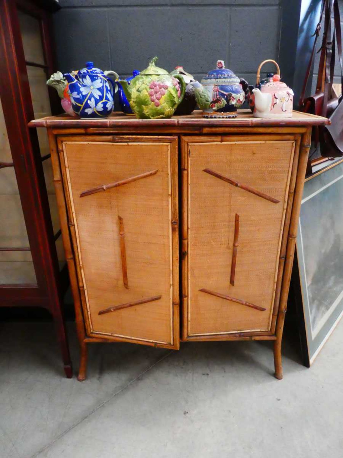 Bamboo and rattan double door cupboard