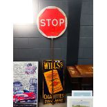 Metal stop and go sign