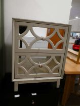 Mirrored 2 drawer bedside cabinet