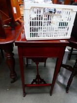 Fold over Edwardian card table with work basket under