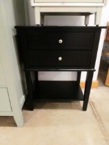 Painted 2 drawer side table with shelf under