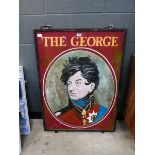 Painted metal double sided 'The George' pub sign