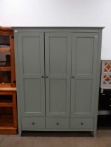 Painted triple wardrobe with 3 drawers under