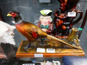 Painted metal figure of a pheasant