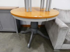 Oak effect and painted circular dining table