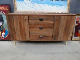 Pine effect sideboard with three central drawers