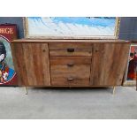 Pine effect sideboard with three central drawers
