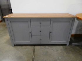 Oak effect and grey painted sideboard with 3 central drawers