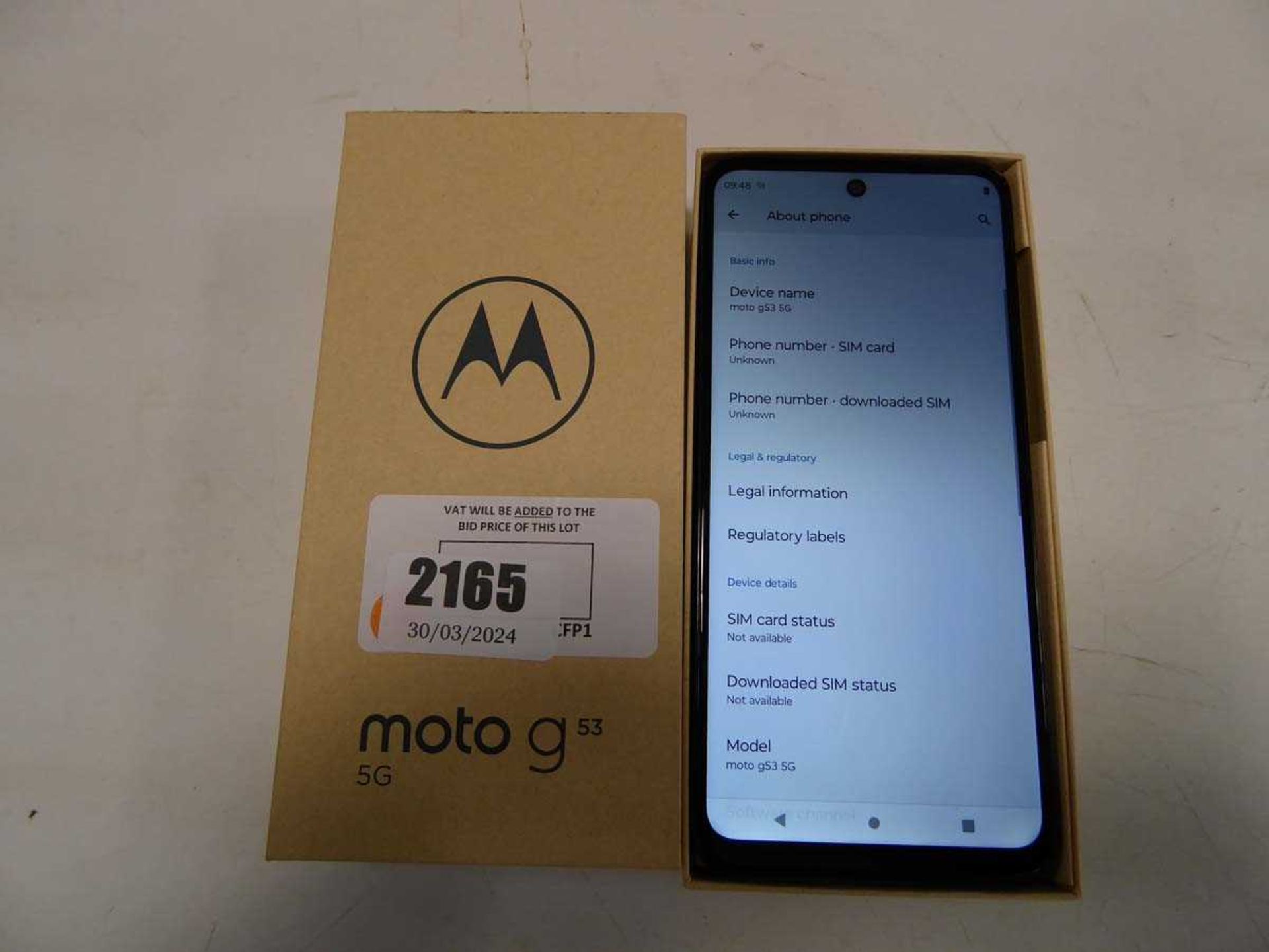 +VAT Moto G 53 mobile phone in ink blue model no: MC401, serial no: YDMH934200np