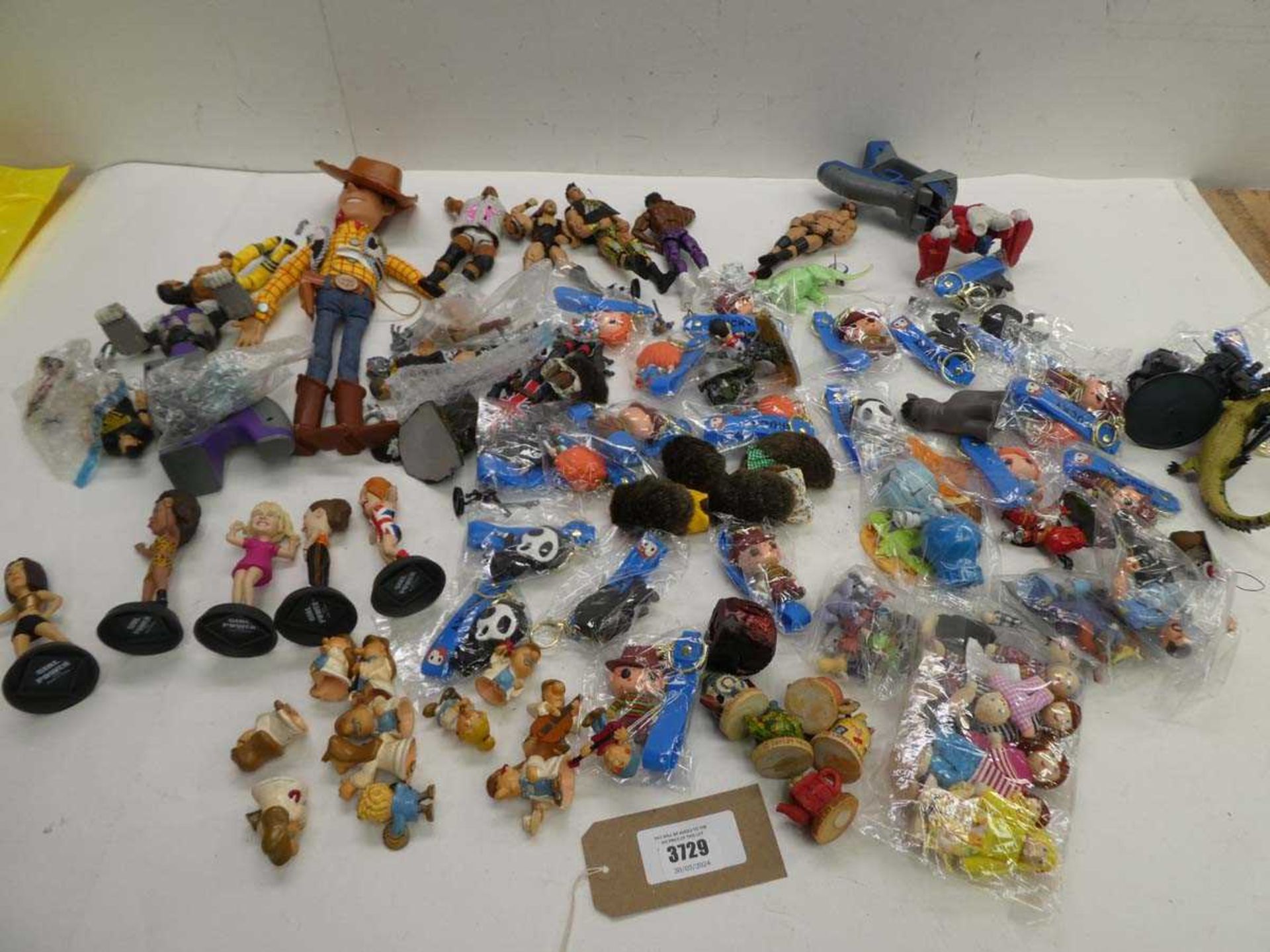 +VAT Selection of action and animal figures including Tetley Tea figures, Spices Girls Chucky etc