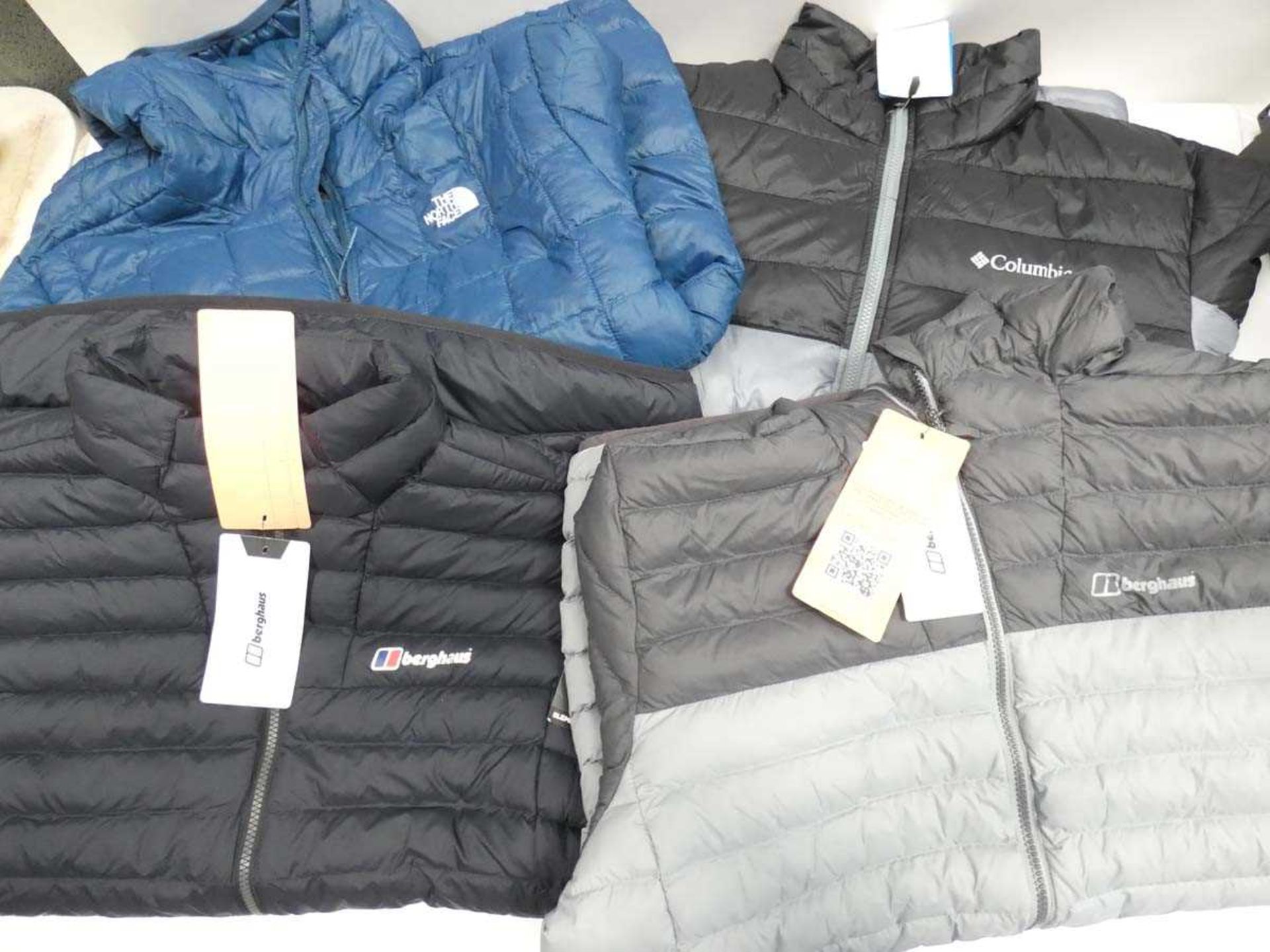 +VAT Various men's winter jackets and gilet, to include 1 Berghaus jacket in XL, Columbia jacket