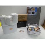+VAT 2 bread bins and matching canisters, laundry basket and foil roasting trays
