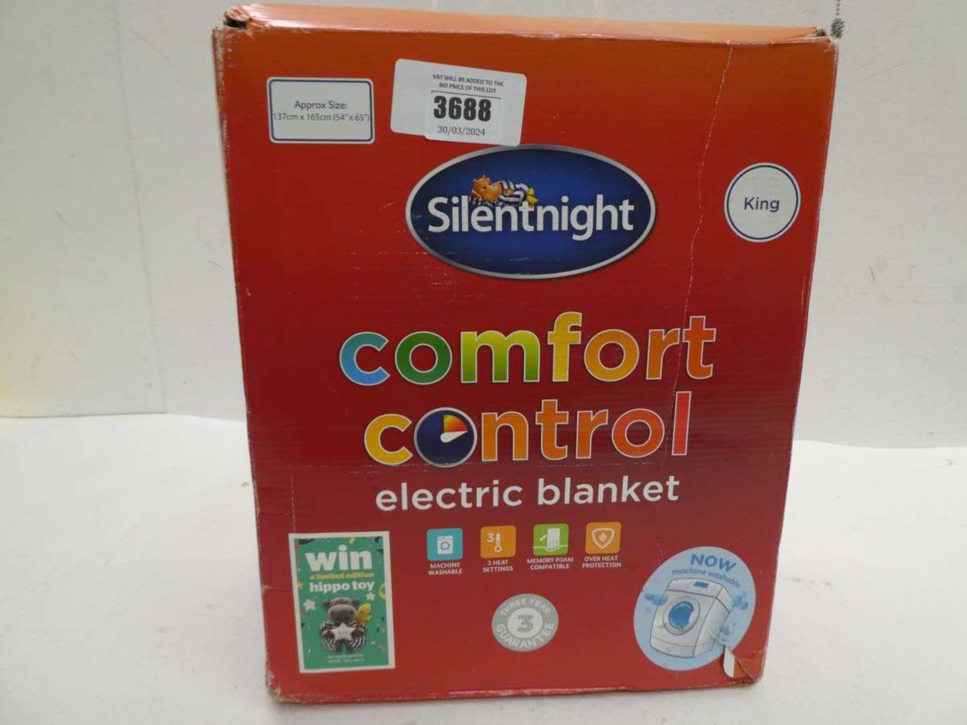+VAT Silentnight King size electric blanket