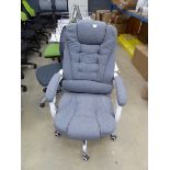 Grey cloth swivel armchair