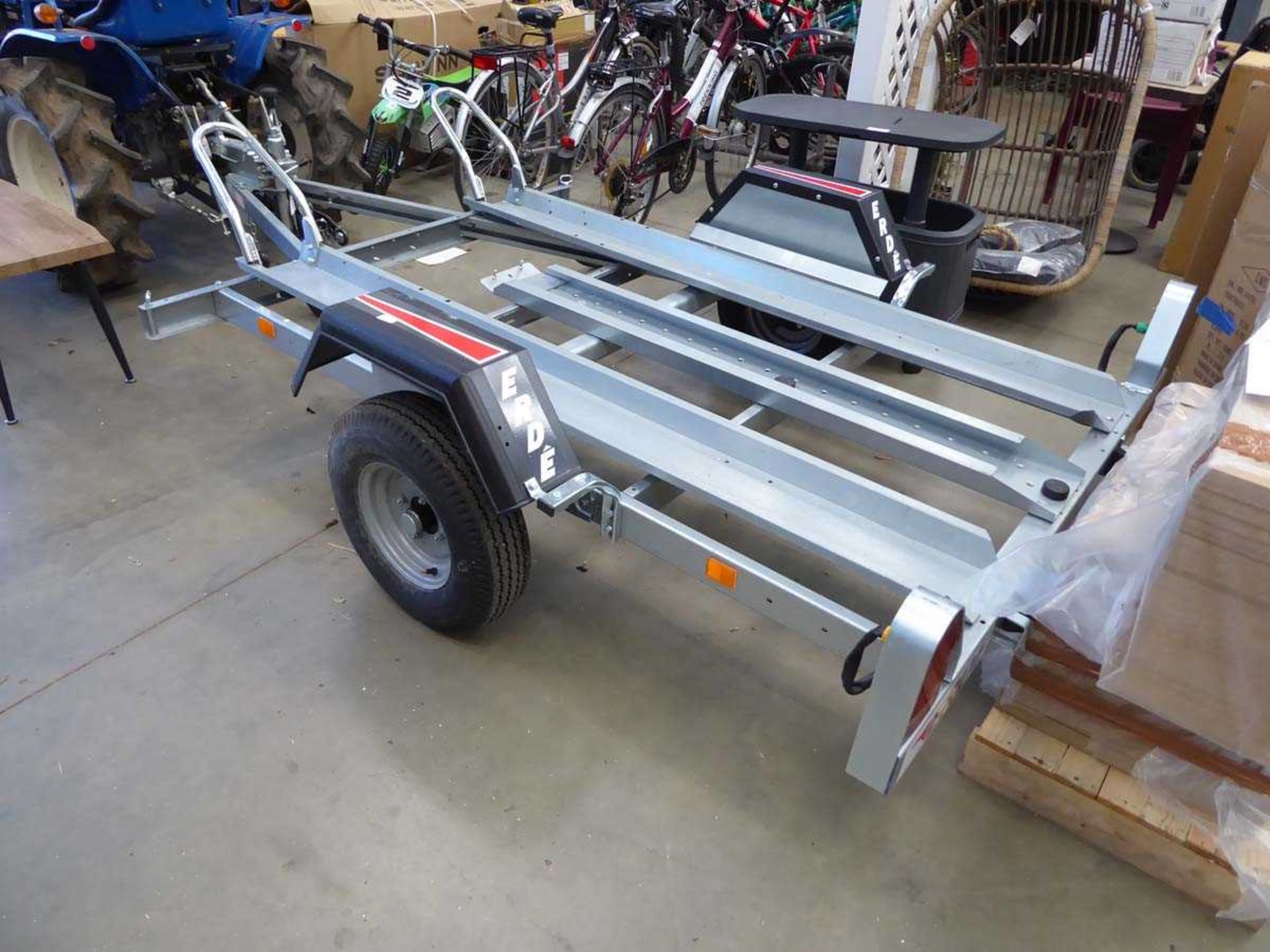 Erde model CH451 galvanised two bike motorcycle trailer, 600kg GW, year 2021 - Image 4 of 4