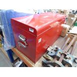 Large red metal toolbox (empty)