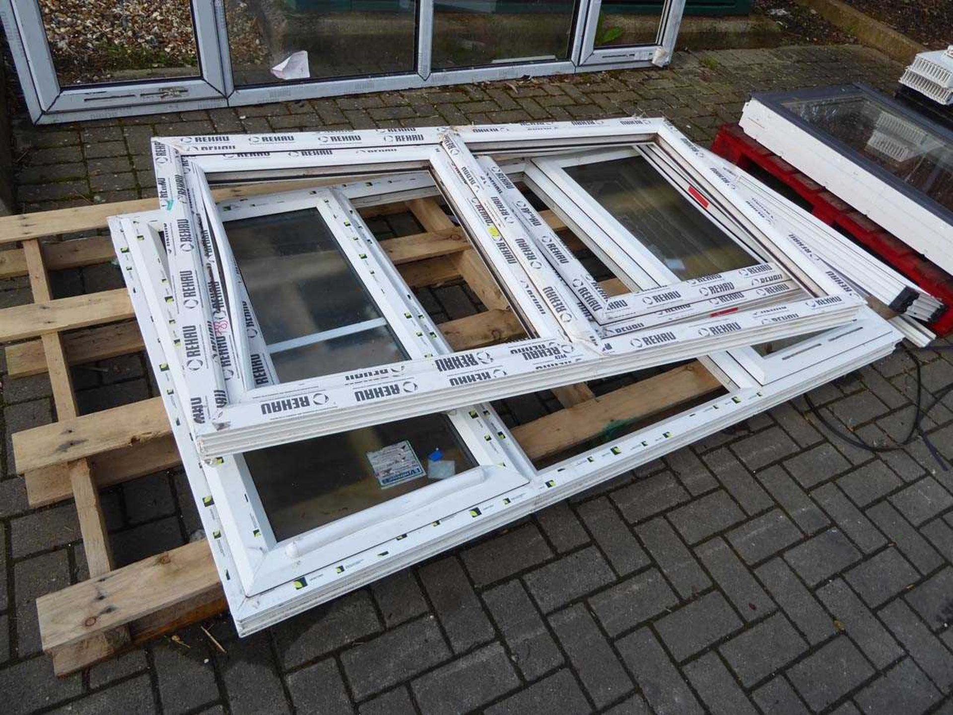 Four pallets containing various windows, glazed and unglazed, including roof window - Image 3 of 7
