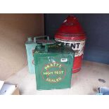 3 vintage fuel cans including Pratts, Redline and Regent