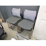 8 grey cloth mesh back slide frame stacking chairs