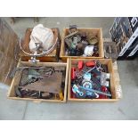 Pallet containing oil cans, tooling, machine parts, cable etc.